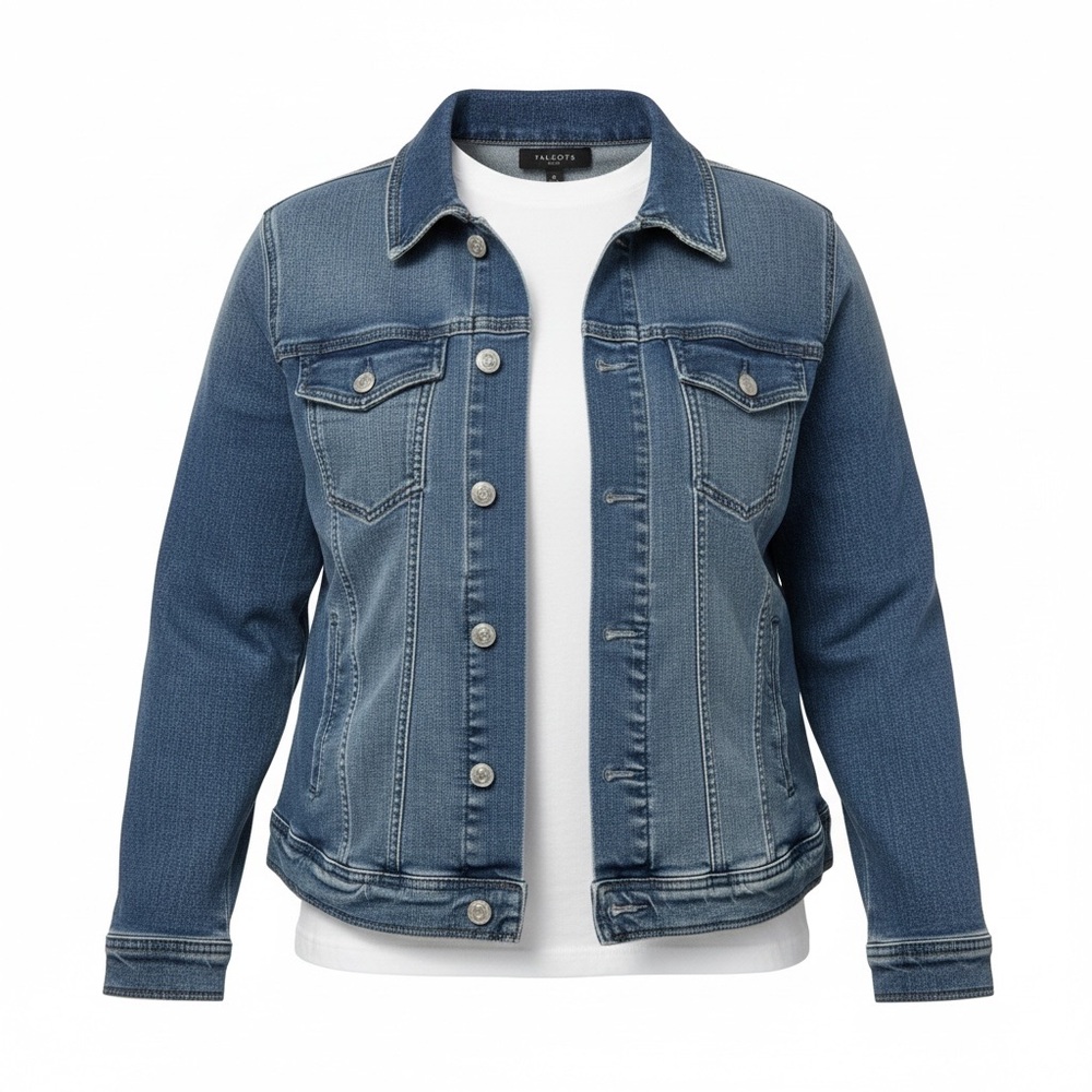 Talbots Plus 1X Denim Jacket Classic Blue Structured Jean Jacket
